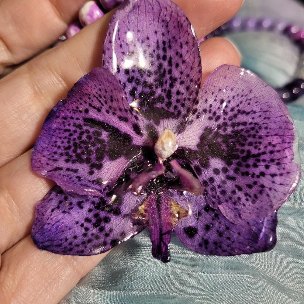Purple Orchid Pendant Necklace